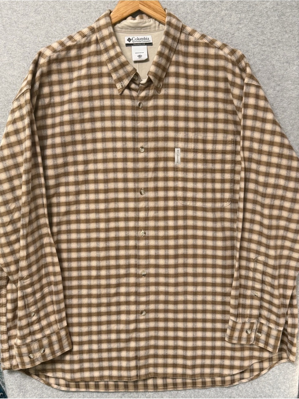 Columbia Men’s 3XB Lockwood Mountain Plaid Flannel Shirt Oatmeal NWT Big Tall